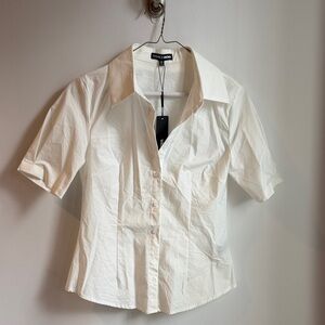 Fashion Nova White Button-Up Top